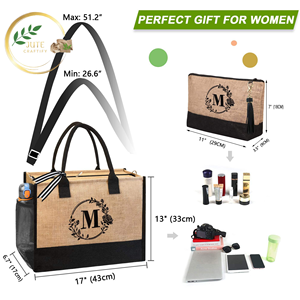 Bolsa de Mano con Cierre de Tela de Yute Natural para Uso Diario - Product Image 6