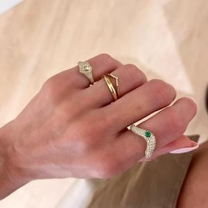 Bague Swoop Statement en Or Massif 14K 18K, Diamant de Laboratoire Taille Ronde Onde Moderne, Sertie Pavé, Bijoux de Luxe Élégants et Uniques, Vente en Gros - Product Image 6