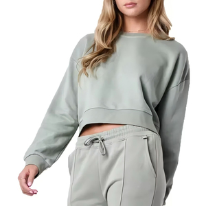 Ensemble de survêtement pour femme, coupe courte, avec fermeture éclair, couleur unie, en coton respirant, pour la gym et le fitness - Product Image 6