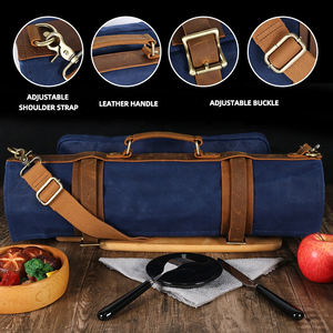 Bolsa Organizadora de Cuchillos de Chef de Lona y Cuero, Estuche de Viaje Profesional para Cocina, Alta Calidad LCKR-0036 - Product Image 3