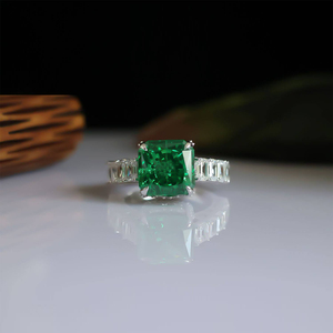 Bague en argent sterling 925 avec diamant vert à haute teneur en carbone, bijoux fins pour femmes, cadeau - Product Image 1