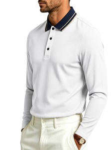 High Quality Trendy <b>Men</b> Long Sleeve Polo <b>Shirt</b> Cotton Poly Blend Soft Fabric Button Collar Classic Fit Casual Breathable Regular - Product Image 1