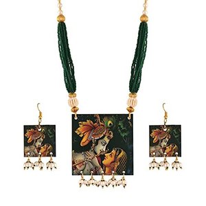 Parure de bijoux I Jewels Navratri : Collier en perles de bois et boucles d'oreilles pour femmes et jeunes filles – Bijoux artisanaux modernes faits à la main - Product Image 2
