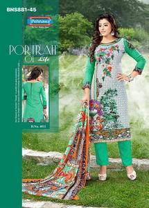 El mejor fabricante de conjuntos de tela de algodón cambray con estampado para salwar-kameez y material de chifón para dupatta, a buen precio, desde India. - Product Image 3