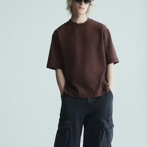 เสื้อยืดคอตตอนย้อมสีสไตล์วินเทจฮิปฮอปสำหรับผู้ชาย พิมพ์โลโก้ได้ตามต้องการ ขายส่ง เสื้อยืดแฟชั่นลุคซักยืด - Product Image 6