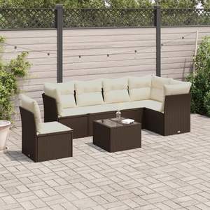 Ensemble de canapés de jardin noir et crème en rotin PE d'extérieur avec coussins en mousse haute densité, design contemporain imperméable - Product Image 3