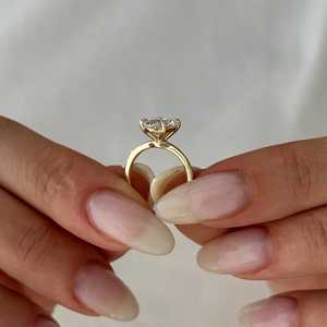 2 Carat Oval Lab Grown Diamond Thin Engagement <b>Ring</b> <b>Dainty</b> 1.3MM Minimalist Proposal <b>Ring</b> in 14k Yellow Gold IGI Certified - Product Image 3