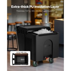 Attrezzatura da Cucina Commerciale, Contenitore Isolato Portatile per Ghiaccio con 4 Ruote, Coperchio Scorrevole, Capacità 125 Libbre, 31,5 X 22,8 X 29 Pollici, Grande - Product Image 4