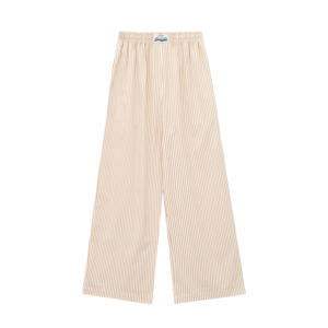 OEM ODM Vietnam Elastic Waist Wide Leg Casual Trousers Unisex Loose Fit Striped <b>Lounge</b> Pants for Men and Women - Product Image 4