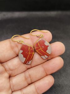 Boucles d'oreilles pendantes en jaspe Noreena étincelant, plaqué or micron, en laiton, pour mariage, fête et cadeau - Vente en gros - Product Image 5