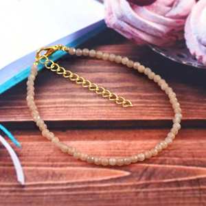 Pulsera de piedras preciosas de piedra lunar de melocotón natural microfacetadas de 2.5-3mm, cuentas delicadas de piedra lunar en forma de rondel para mujer, venta al por mayor a granel - Product Image 6