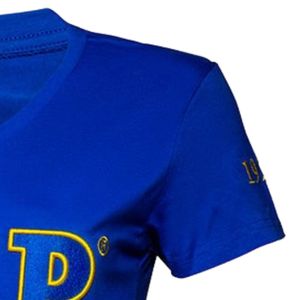 Sigma Gamma Rho Embroidered Luxury <b>T</b>-<b>Shirt</b> <b>Women</b> <b>V</b> <b>Neck</b> Short Sleeve Custom Greek Letter Sorority Tee Royal Blue Gold Casual - Product Image 4
