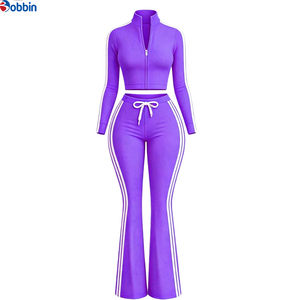 Conjuntos Deportivos de Moda para Mujer con Logotipo Personalizado, Pantalones Deportivos Bordados, Top de Manga Larga con Cierre, Conjunto de 2 Piezas - Product Image 4