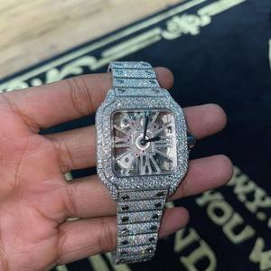 นาฬิกาเพชรฮิปฮอปแบบอัตโนมัติ ETA ประดับเพชรหรูหรา สายสแตนเลสสตีล ระบบจักรกล ประดับเพชร VVS มอยส์ซาไนต์ - Product Image 6