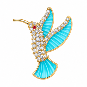 Broche Fino de Colibrí Esmaltado en Plata de Ley 925 con Baño de Oro de 18k, Pin de Solapa de Pájaro para Mujer, Joyería para Regalo o Fiesta - Product Image 6