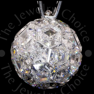 28ct Blue White Lab Grown Diamond <b>Ball</b> Charm 14K White Gold Hexagon Cut Invisible Setting Geometric <b>Sphere</b> Pendant Yellow Gold - Product Image 4