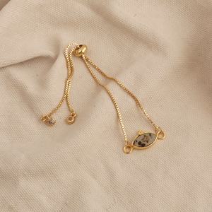 Dalmatian Jasper Adjustable <b>Gold</b> Plated Brass <b>Bracelet</b> Gemstone Trendy Marquise Shape Bezel Set Handmade Wholesale <b>Bracelet</b> - Product Image 2