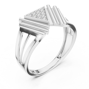 VANGUARD TRIANGLE LAB GROWN DIAMOND MEN'S RING SET 18KT SOLID WHITE GOLD RHODIUM PLATED MINIMALIST WEDDING ENGAGEMENT PARTY - Product Image 4