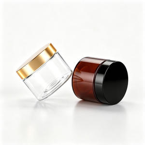 250ML Clear Amber PET Straight-Sided Round <b>Jar</b> - 8 oz <b>Plastic</b> Container for Body Butter Skincare Cream Cosmetic Packaging - Product Image 3