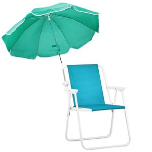 Sedia da Spiaggia Pieghevole Leggera e Portatile con Ombrello per Adulti, Capacità 120 kg, in Tessuto Oxford per Viaggi, Picnic e Concerti - Product Image 3
