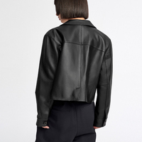 Veste en cuir véritable pour femme, style motard décontracté, blouson d'hiver, col montant, fermeture éclair, veste de moto tendance