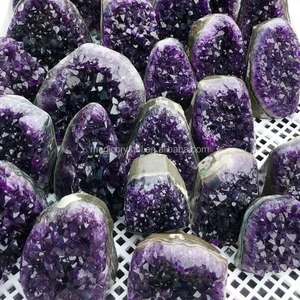 En gros, Grappe de cristaux d'améthyste naturelle, géode, pierre irrégulière violet foncé, agate Ruhi polie, Gujarat, pour décoration intérieure et pendule - Product Image 2