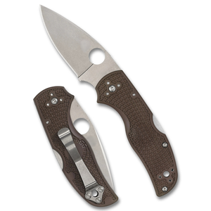 Couteaux pliants avec lame en acier inoxydable à pointe tombante, manche texturé brun diamant, clip de poche en métal, design compact et pliable - Product Image 1
