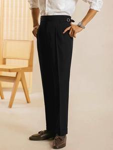 Pantalon de Costume Homme Style Italien Nouveau Uni Taille Haute Qualité Supérieure Coupe Slim Formel Décontracté Business 100% Fermeture Éclair - Product Image 1