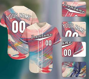 Sublimación personalizada Mens Béisbol Softball Uniforme Usar botón abajo Jersey de béisbol para la venta - Product Image 4