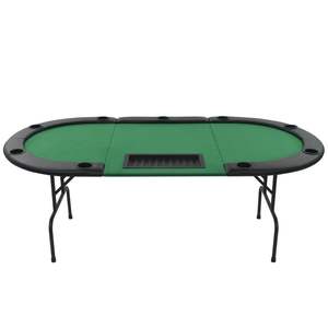 Table de poker en MDF vert et noir avec revêtement en cuir artificiel et acier pour le jeu - Product Image 3