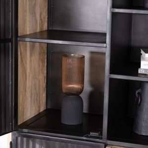 Vandana Crystal Contour designer <b>sideboard</b> in mango wood and fluted black metal - Product Image 6