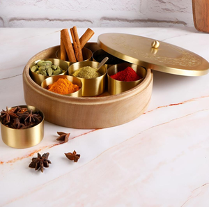 Wood Spice <b>Box</b> Elegant Wooden Masala <b>Box</b> For Storing Spices With Antique Finish Kitchen Organizer Manual Design - Product Image 1