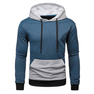 เสื้อสเวตเตอร์มีฮู้ดสำหรับผู้ชาย สีพื้น ผ้าฟลีซถัก แขนปกติ ใส่ได้ในฤดูใบไม้ร่วง - Product Image 5