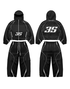 Tracksuit 2 Piece Zipper Jacket Trouser 100% Nylon DTF Logo Slim Fit Heavyweight Reflector Line Summer Casual Solid Men's - Product Image 2