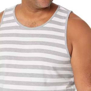 Camisetas sin mangas para hombre Nesta Sports High Street Workout, nuevo diseño a rayas, camisa de punto de verano transpirable de algodón de talla grande - Product Image 2