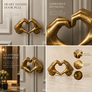 Tirador de Puerta con Diseño de Manos en Forma de Corazón, Acabado en Tono Dorado, Tirador Decorativo Artístico para Muebles, Herraje Texturizado para Interiores de Lujo - Product Image 6