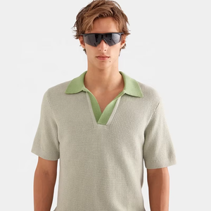 เสื้อยืดแขนสั้นทรงหลวมแบบสั่งทำพิเศษ เสื้อถักปักโลโก้ คุณภาพสูง ผ้าฝ้ายถัก เสื้อโปโลชายสำหรับเล่นกอล์ฟ - Product Image 3