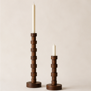 Modern Minimalist Solid Wood Candle Holder Set Handcrafted Taper Candle Stands For Dining Table Centerpiece Boho Home Decor - Product Image 1