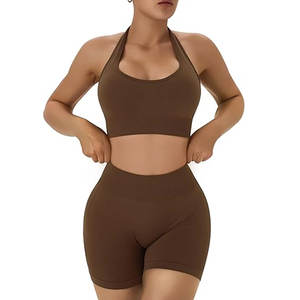Conjunto de 2 Piezas para Mujer: Shorts de Yoga y Top Deportivo, Tela Suave, Alta Elasticidad, Ajuste Cómodo, Antibacterial, Secado Rápido - Product Image 1