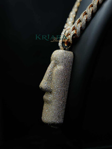 Pendentif pour homme en argent 925 avec diamant de laboratoire taille brillant rond, style hip-hop, bijou à porter au quotidien - Product Image 2
