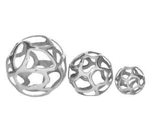 Jaffs Exports Modern Eco-Friendly Aluminum Geometric Sphere Sculptures Set 3 Handmade Tabletop Decor for Living Room Art Display - Product Image 1