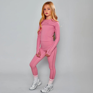 Conjunto de Ropa de Yoga para Niñas, Color Rosa, Top Corto y Leggings de Spandex y Poliéster de Alta Elasticidad, Ropa Deportiva, Ropa Activa Juvenil, Conjunto con Logotipo Personalizado - Product Image 1