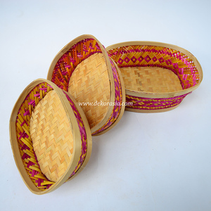 Ensemble de 3 paniers artisanaux en bambou naturel tressé pour organiser les aliments et la décoration de la maison - Product Image 6