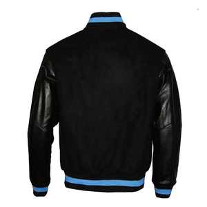 Veste universitaire en daim noir pour homme ZRROPS INDUSTRY, boutons recouverts de bleu, épaisse, style streetwear pour l'hiver - Product Image 4