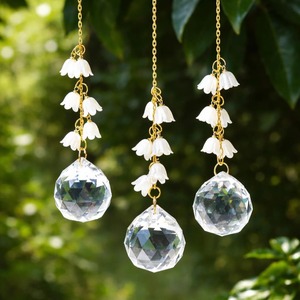 Elegant <b>Crystal</b> <b>Ball</b> Suncatcher With White Flower Charm Hanging Decor For Home Garden Balcony Window Gift Handcrafted From India - Product Image 1