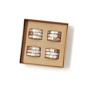 2025 Luxurious Handcrafted <b>Mother</b> Pearl Napkin <b>Rings</b> 4 Pcs Set Vibrant Colors Modern Stylish Eco-Friendly Elegant Dining - Product Image 5
