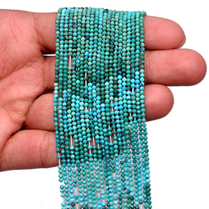 Cuentas de turquesa AAA+ de 2 mm-2,5 mm microfacetadas en forma de rondel, turquesa natural de Arizona con tonalidades, cuentas de piedras semipreciosas para joyería. - Product Image 2