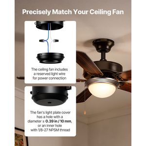 Modern 750lm 3000K LED Ceiling Fan <b>Light</b> Kit <b>Pull</b> Chain 2 LED Bulbs for Living Room Dining CE Certified Modern Replacement - Product Image 3