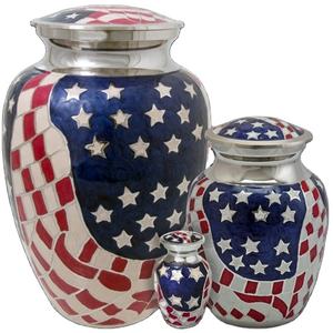 Urnas de cremación con la bandera estadounidense en 3 tamaños, medianas para adultos, recuerdo patriótico, contenedor para cenizas. - Product Image 1