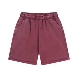 Shorts chauds unis pour hommes 100 % polyester respirant séchage rapide style décontracté taille élastique tissu peigné tricoté 160g logo frontal - Product Image 2